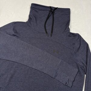 Under Armour Pullover Womens XL Blue Funnel Neck Zip Pocket Thumbhole Sweatshirt